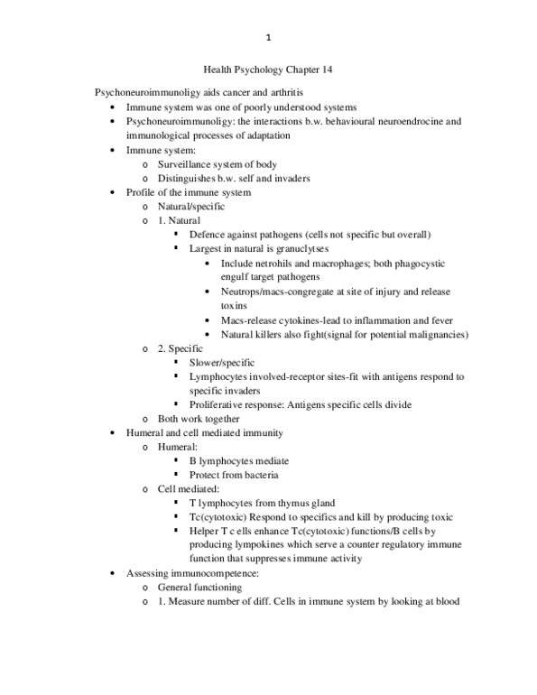 PSYC 3170 Chapter Notes - Chapter 14: Epstein–Barr Virus, Cell-Mediated Immunity, Rheumatoid Arthritis thumbnail