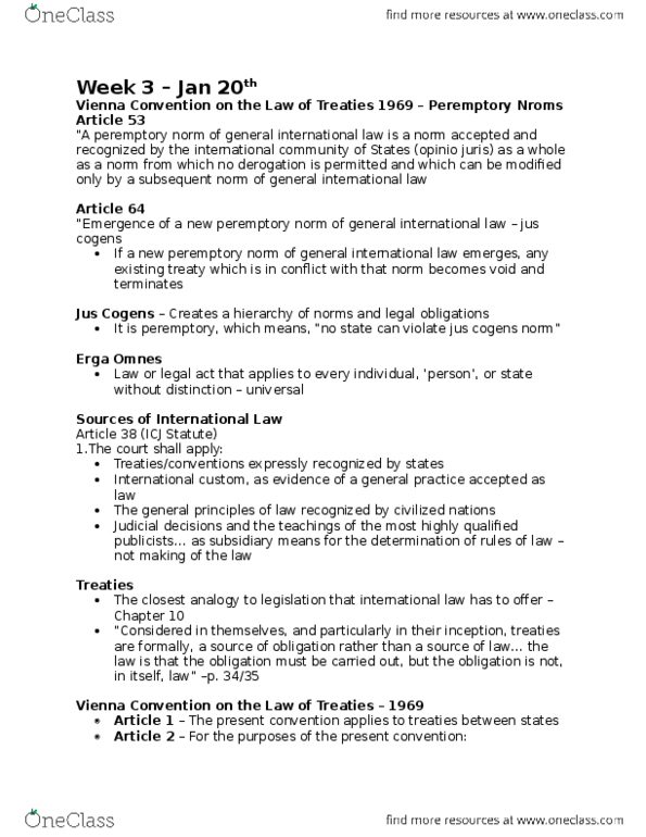 PO333 Lecture Notes - Lecture 6: Peremptory Norm, Opinio Juris Sive Necessitatis, Statute Of The International Court Of Justice thumbnail