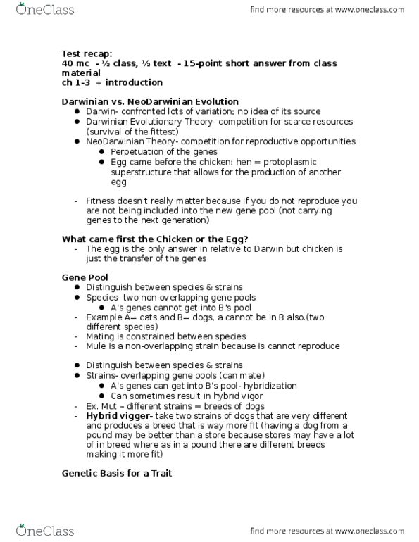 PSYCH361 Lecture Notes - Lecture 5: Neo-Darwinism, Heterosis, Overlapping Gene thumbnail