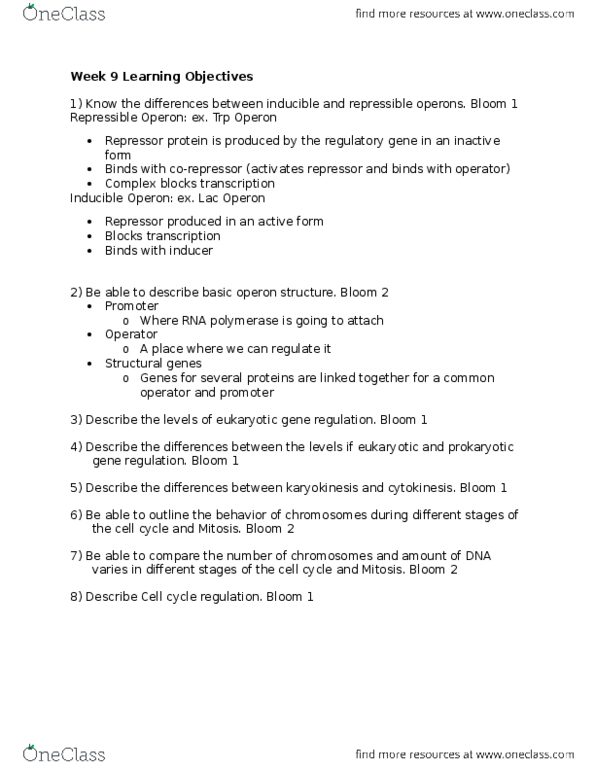 BIOL 1201 Lecture Notes - Lecture 3: Operon, Corepressor, Repressor thumbnail