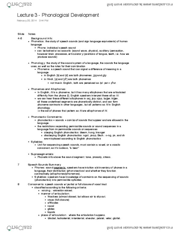 JLP315H1 Lecture Notes - Lecture 3: English Phonology, Phonotactics, Vocal Tract thumbnail