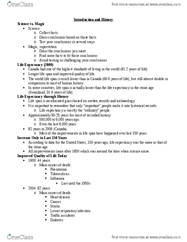 BPS 1101 Lecture Notes - Lecture 1: Respiratory Tract Infection, Cardiovascular Disease, Tuberculosis thumbnail