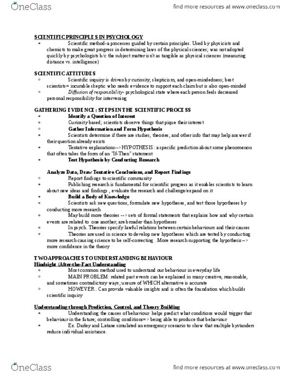 Psychology 1000 Chapter Notes - Chapter 2: Scientific Method, Psych, Institute For Operations Research And The Management Sciences thumbnail