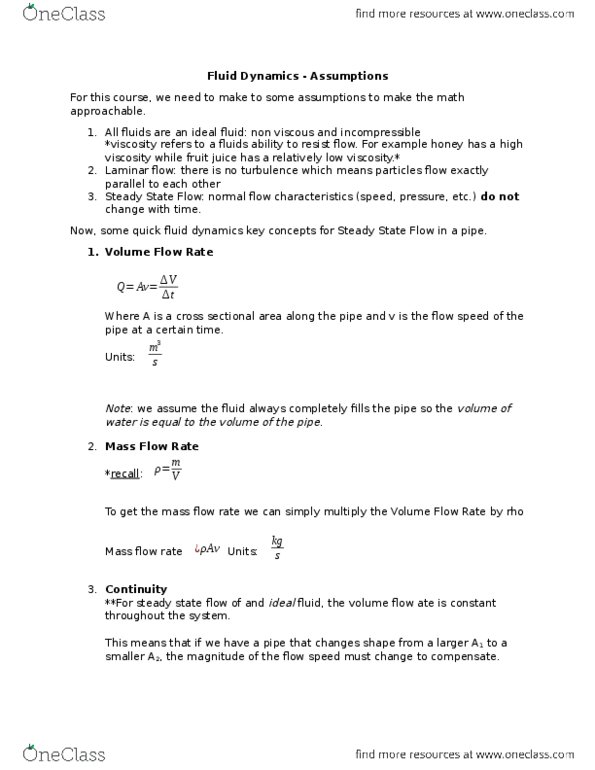 PHYS126 Lecture Notes - Lecture 5: Laminar Flow, Perfect Fluid, Viscosity thumbnail