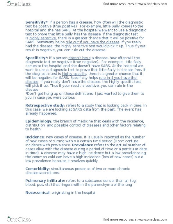 HLSC 1F90 Lecture Notes - Lecture 3: False Positives And False Negatives, Common Cold, Pus thumbnail