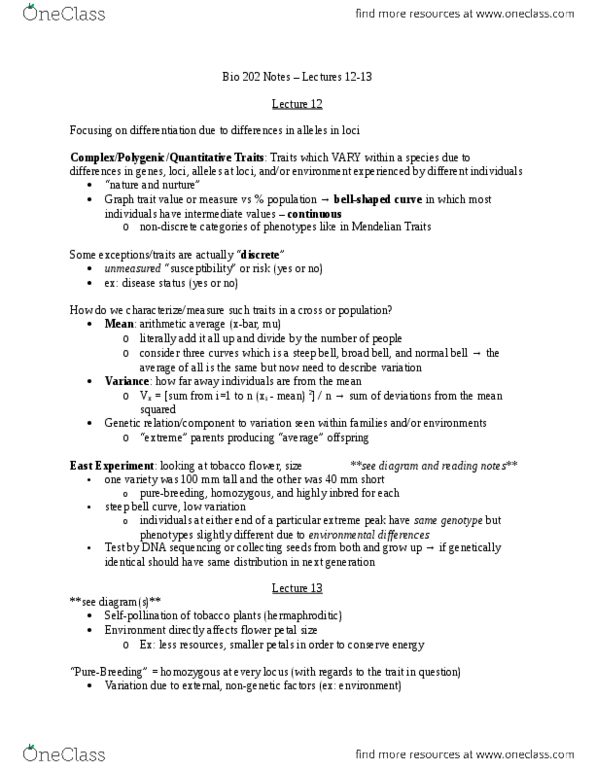 BIOLOGY 202L Lecture Notes - Lecture 12: Chromosome, Petal, Delaware Route 3 thumbnail