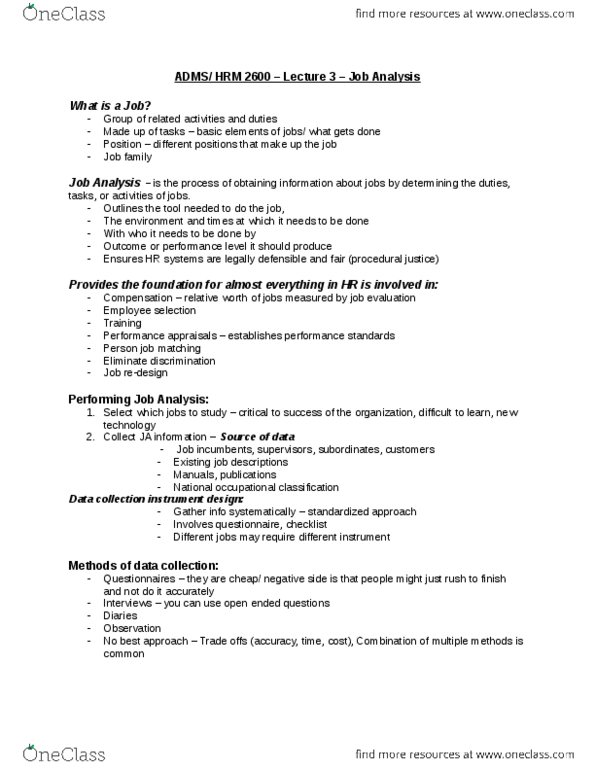 ADMS 2600 Lecture 3: Job Analysis thumbnail