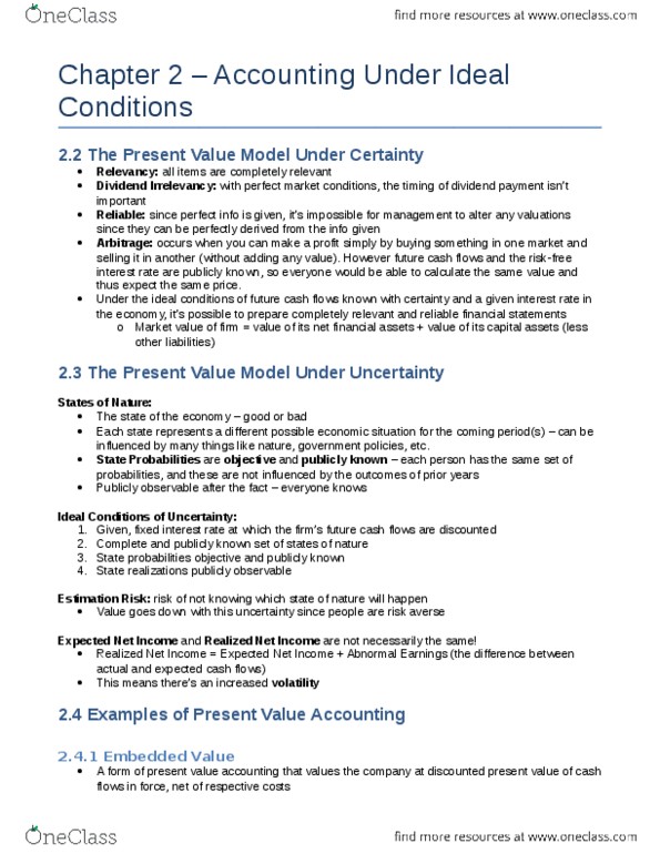 COMM 318 Chapter 2: Accounting Under Ideal Conditions thumbnail