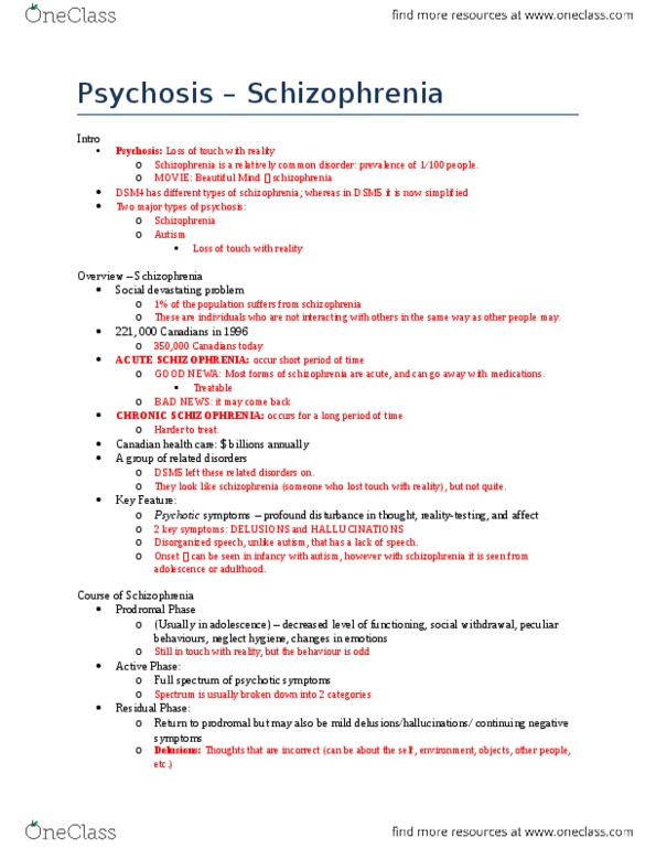 PSY340H5 Lecture 8: Psychosis - Schizophrenia thumbnail