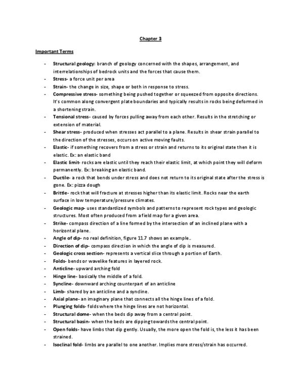 EESA06H3 Chapter Notes - Chapter 11: Thrust Fault, Convergent Boundary, Shear Stress thumbnail