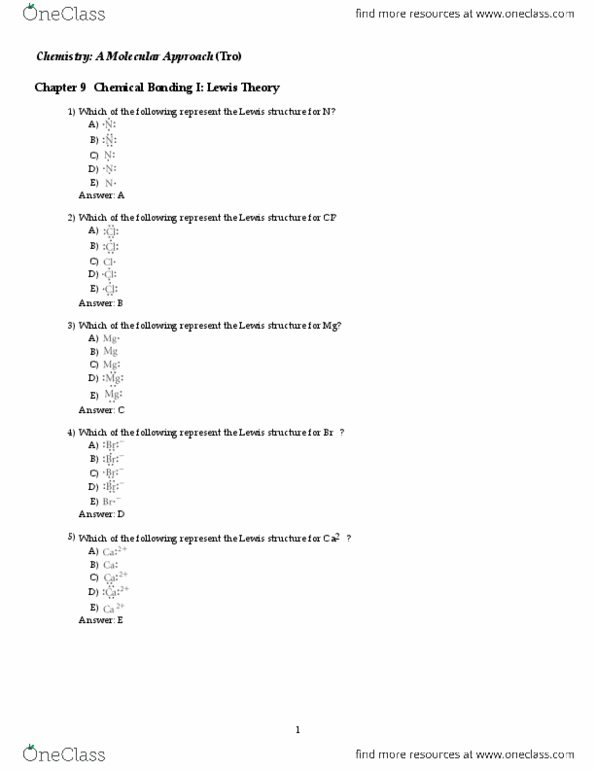 CHEM 1000H Chapter Notes - Chapter 9: Chemical Polarity, Lattice Energy, Ionic Bonding thumbnail