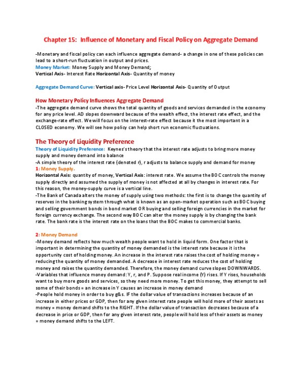 ECN 204 Lecture Notes - Open Market Operation, Fiscal Policy, Aggregate Demand thumbnail