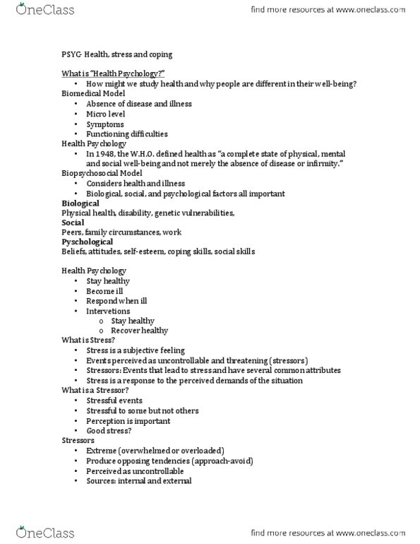 PSYC 1030H Lecture Notes - Lecture 3: Cortisol, Sympathetic Nervous System, Stressor thumbnail