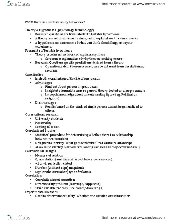 PSYC 1030H Lecture Notes - Lecture 2: Dependent And Independent Variables, Psycinfo, Scatter Plot thumbnail