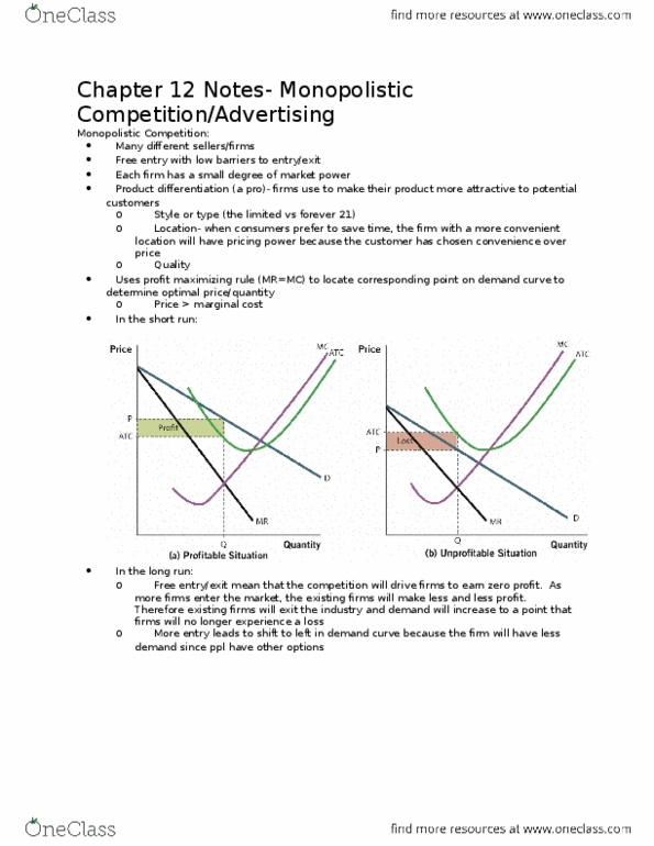 ECON 10010 Lecture Notes - Lecture 14: Perfect Competition, Demand Curve, Monopolistic Competition thumbnail