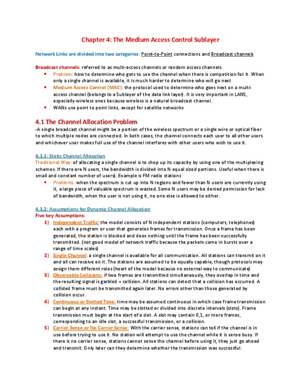 ITM 301 Chapter 4: Chapter 4 Medium Access Control Sublayer.docx thumbnail