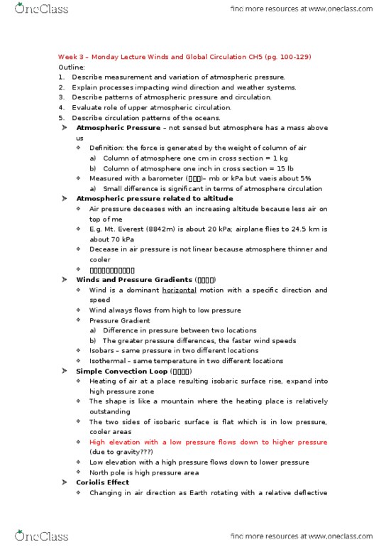 GPHY 102 Lecture Notes - Lecture 3: Coriolis Force, Polar Front, Westerlies thumbnail