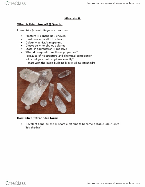 ERS120H5 Lecture Notes - Lecture 6: Mica, Orthoclase, Conchoidal Fracture thumbnail