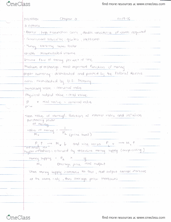 ECON 351 Lecture Notes - Lecture 2: Money Supply, Deflation thumbnail