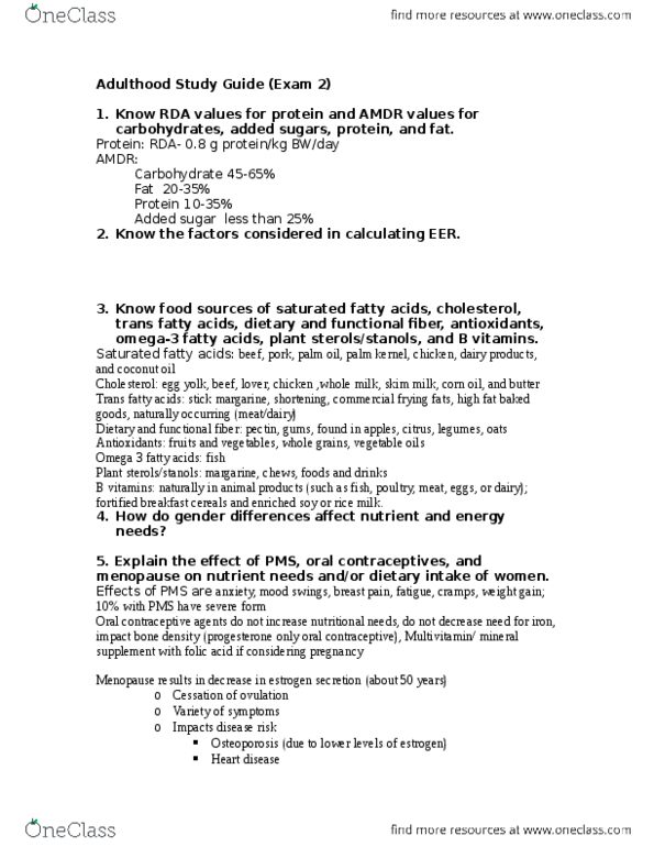 HUN 3403 Lecture Notes - Lecture 6: Saturated Fat, Kidney Disease, Phytoestrogens thumbnail