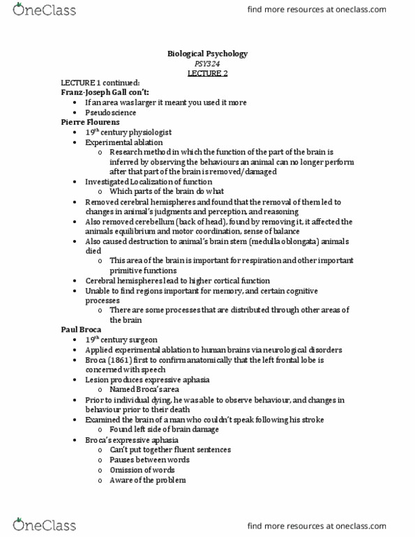 PSY 324 Lecture Notes - Lecture 2: Fluid Compartments, Cerebral Hemisphere, Hypertonia thumbnail