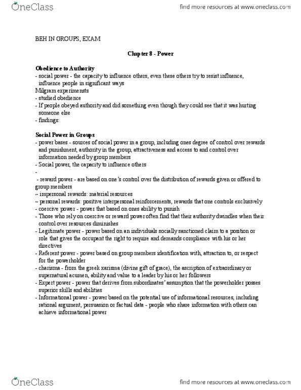 PSYC 3430 Chapter Notes - Chapter 8-11: Brainstorming, Fundamental Attribution Error, Secret Ballot thumbnail