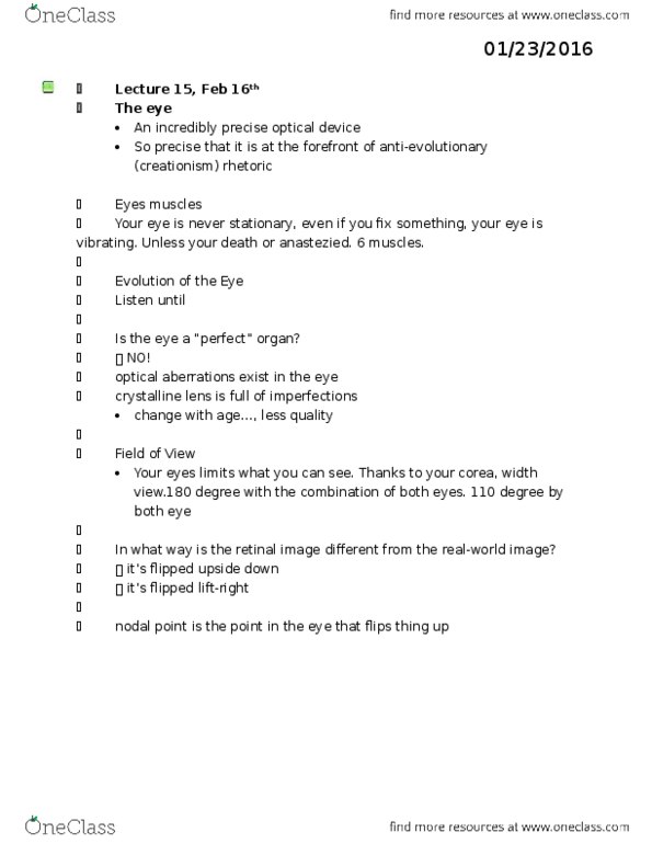 PSYC 212 Lecture Notes - Lecture 16: Cornea, Retina, Presbyopia thumbnail