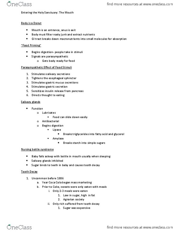 NS 1150 Lecture Notes - Lecture 2: Starch, Fluoride, Stomach thumbnail