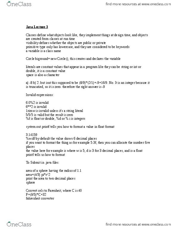 PROG 10082 Lecture Notes - Lecture 3: Fahrenheit thumbnail