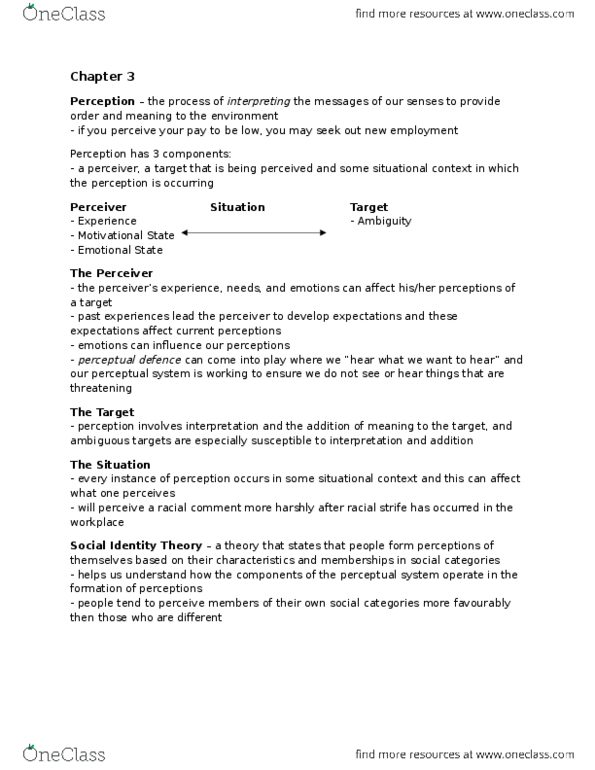 BU288 Chapter Notes - Chapter 3: Social Identity Theory, Fundamental Attribution Error, High High thumbnail