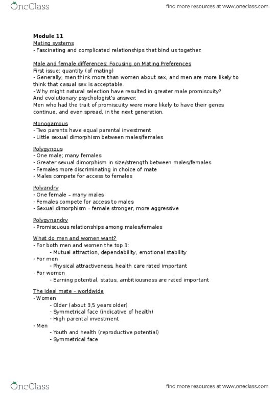 PSYC 1010 Lecture Notes - Lecture 8: Antisocial Personality Disorder, Casual Sex, Promiscuity thumbnail