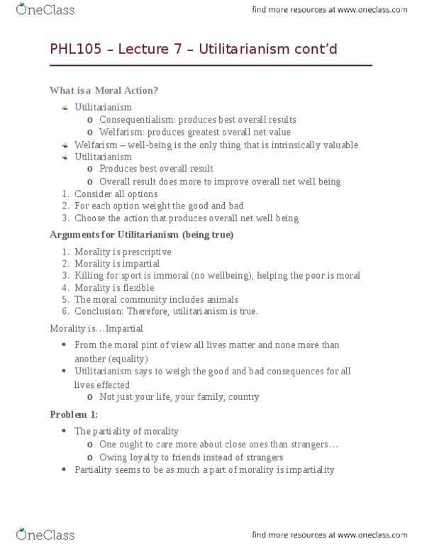 PHL105Y5 Lecture Notes - Lecture 7: Welfarism, Chemical Warfare, Consequentialism thumbnail