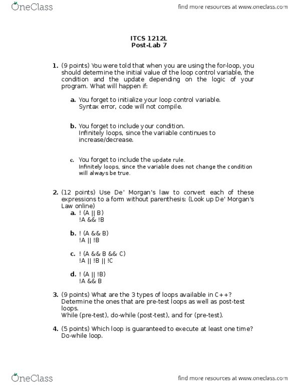 ITCS 1212L Chapter Notes -Multiplication Table thumbnail