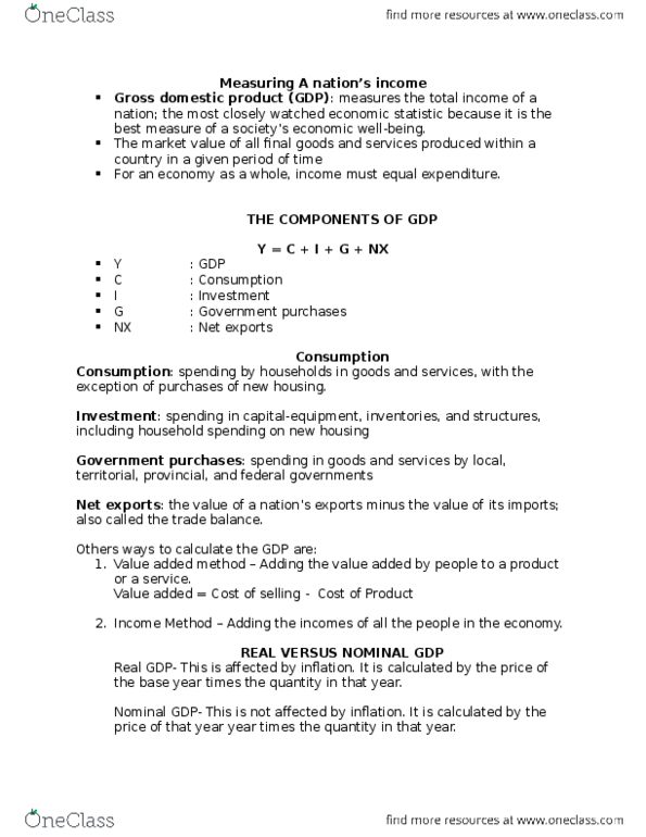 ECON 102 Lecture Notes - Lecture 3: Gdp Deflator thumbnail