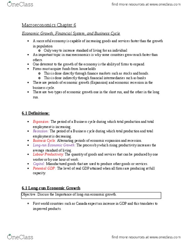 ECON 1100 Chapter Notes - Chapter 6: Investment, Retained Earnings, Opportunity Cost thumbnail