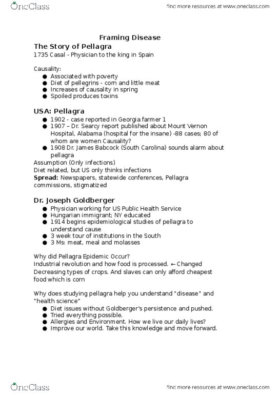 HSCI 130 Lecture Notes - Lecture 4: United States Public Health Service, Industrial Revolution, Joseph Goldberger thumbnail