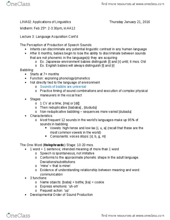 LINA02H3 Lecture Notes - Lecture 3: Vocal Tract, Reduplication, Oneword thumbnail