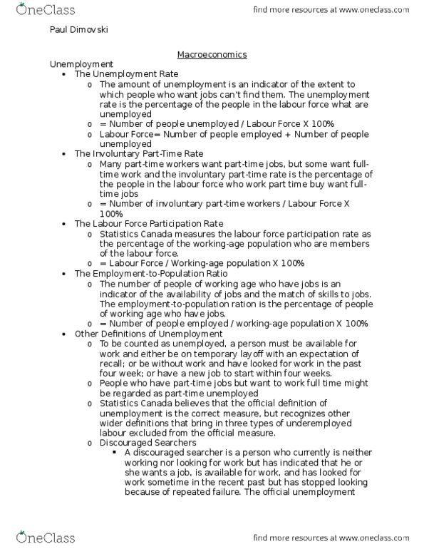 Economics 1022A/B Chapter Notes - Chapter 21: Brokered Programming, Unemployment, Potential Output thumbnail
