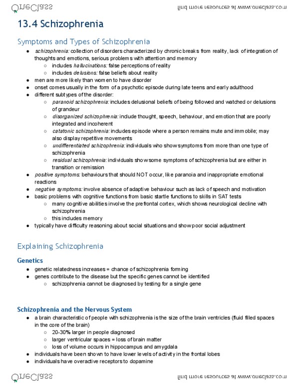 PSYA02H3 Chapter Notes - Chapter 13: Disorganized Schizophrenia, Prefrontal Cortex, Flu Season thumbnail