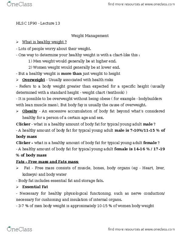 HLSC 1F90 Lecture 13: HLSC 1F90 - Weight Management thumbnail