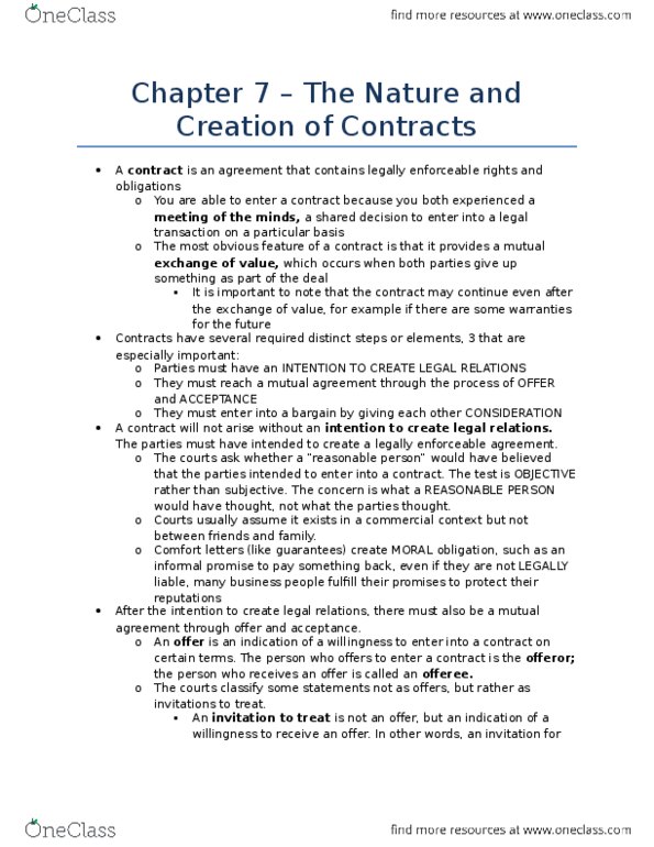 LAW 122 Chapter Notes - Chapter 7: Fax, Posting Rule, Contract thumbnail