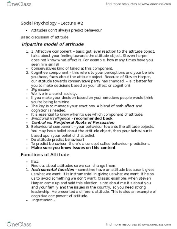 PSYC 2120 Lecture Notes - Lecture 2: Cognitive Dissonance, Ingratiation thumbnail