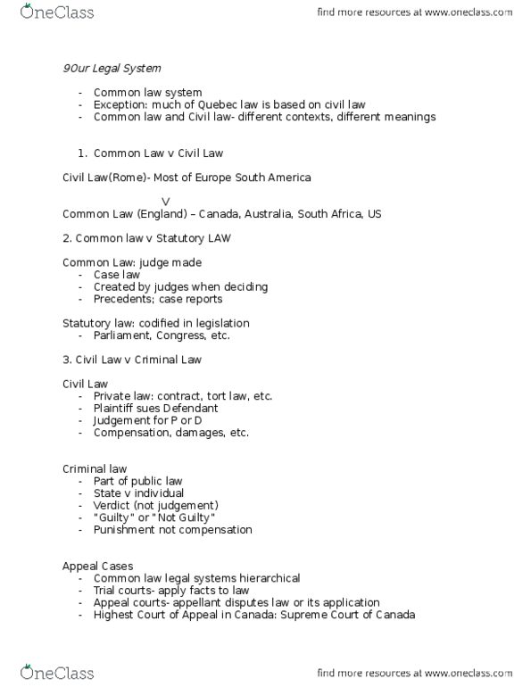 PHILOS 1B03 Lecture Notes - Statutory Law, Private Law, Westminster System thumbnail