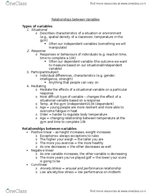 Kinesiology 2032A/B Lecture Notes - Lecture 5: Dependent And Independent Variables, Randomness, Scientific Method thumbnail