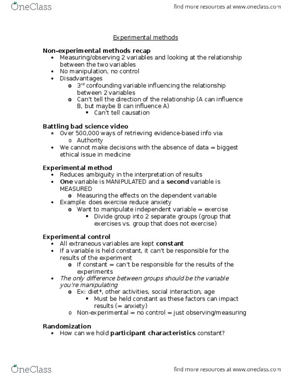 Kinesiology 2032A/B Lecture Notes - Lecture 6: Confounding, Artificiality, White Coat thumbnail