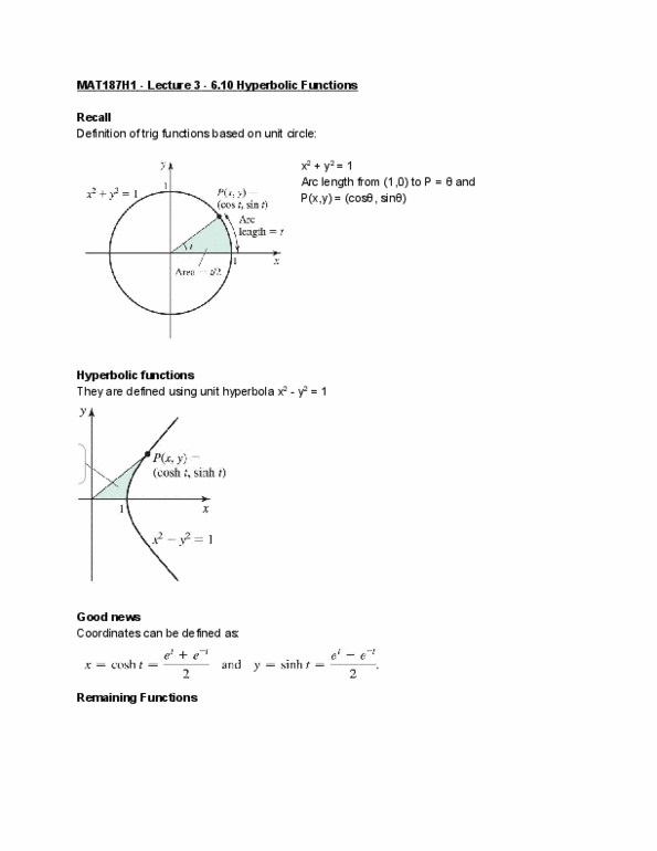 MAT136H1 Lecture Notes - Lecture 3: Unit Hyperbola, Arc Length, Unit Circle thumbnail