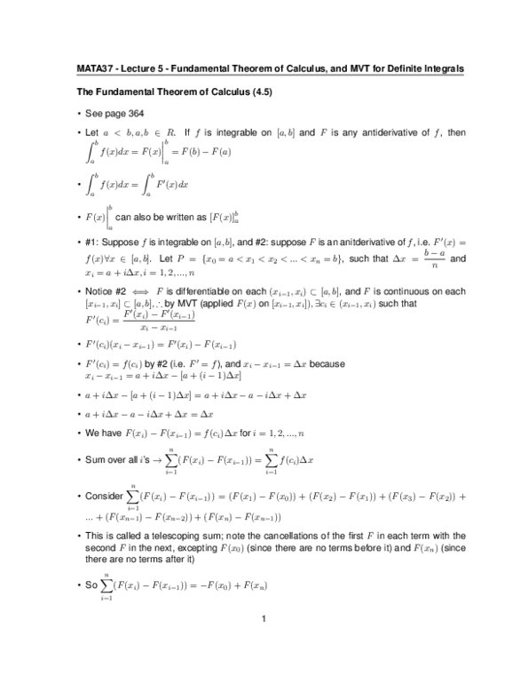 MATA37H3 Lecture Notes - Lecture 5: Telescoping Series, Antiderivative, Guidonian Hand thumbnail