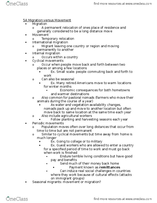 GEOG101 Chapter Notes - Chapter 5: Country Living, Ethnic Cleansing, Mass Media thumbnail