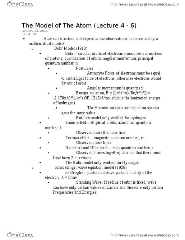 CHM120H5 Lecture Notes - Lecture 6: Azimuthal Quantum Number, Magnetic Quantum Number, Angular Momentum thumbnail