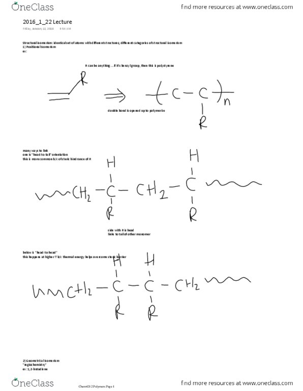CHEM 4214 Lecture Notes - Lecture 2: Benzyl Group, Repeat Unit, Opata Language thumbnail
